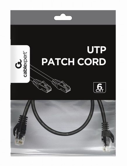 Патч корд Cablexpert PP6U-0.25M/BK, UTP, категорія. 6, литий, 0.25 м, чорний | Зображення 2