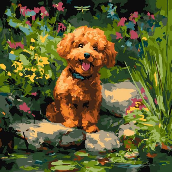 Картина за номерами "Пудель на ставку" ©art_selena_ua KHO6799, 40х40 см