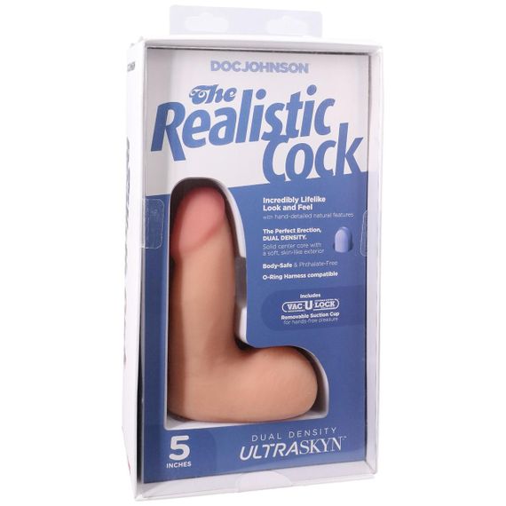 Фалоімітатор Doc Johnson The Realistic Cock ULTRASKYN - 5 Inch with Balls Vanilla Sex Aura | Зображення 7