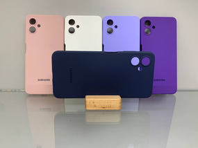 Samsung A06 Протиударний чохол з логотипом софт тач синій