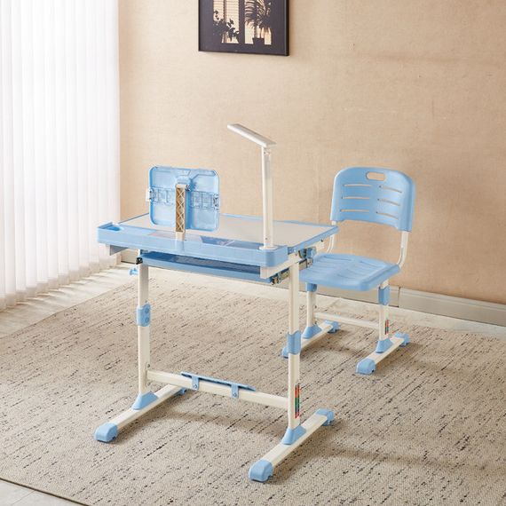 Дитяча парта для школяра Spoko SP-09 з лампою та сидінням, регульована, синя (42401043) | Зображення 1