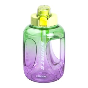 Бутылка для воды спортивная 1.6 л пластиковая с трубочкой с ремешком 22 см Зеленая HP-14-35GR