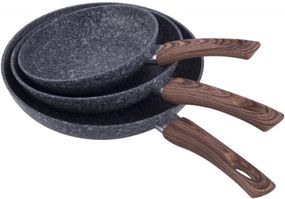 Набір 3 сковороди Kamille Grey Marble 20см, 24см, 28см, індукційні з антипригарним покриттям