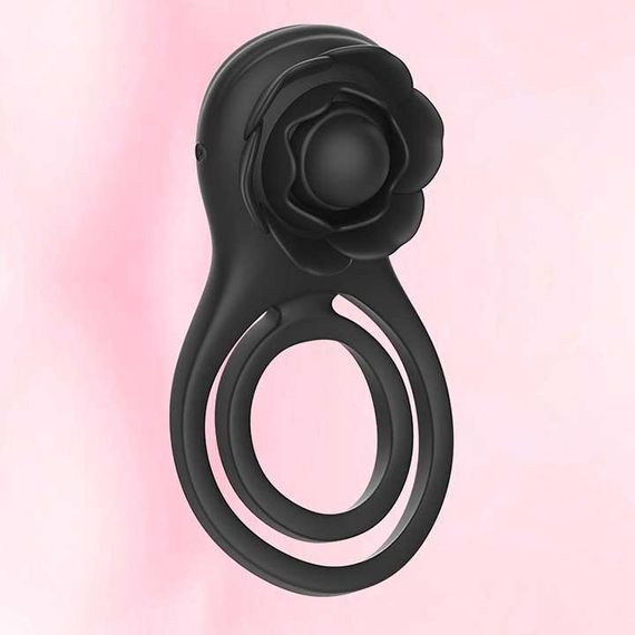 Смарт виброкольцо на пенис и мошонку Love Spouse "Роза" черный | Зображення 4