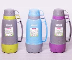 Термос Kamille Glass Pleasure 1800мл дзеркальна колба і 2 чашечки