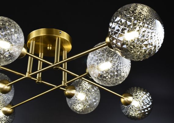 Люстра стельова на 8 лампочок 26818 Латунь 20х90х90 см. | Зображення 2