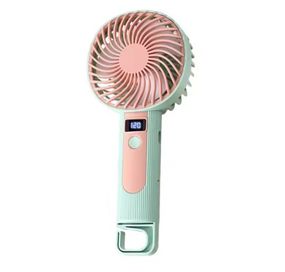 Портативный ручной вентилятор Handheld Fan FY083 пластиковый с подставкой и крючком LED дисплей 120 скоростей 1 Вт Бирюзовый