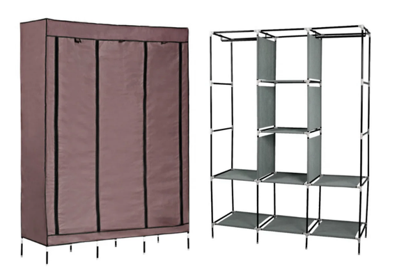Складана каркасна тканинна шафа Storage Wardrobe 88130, шафа на три секції 130*45*175 | Зображення 5