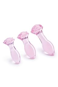 Набор анальных пробок DreamToys Glaze Glass Rosebud стеклянный, розовый, 3 шт. Sex Aura