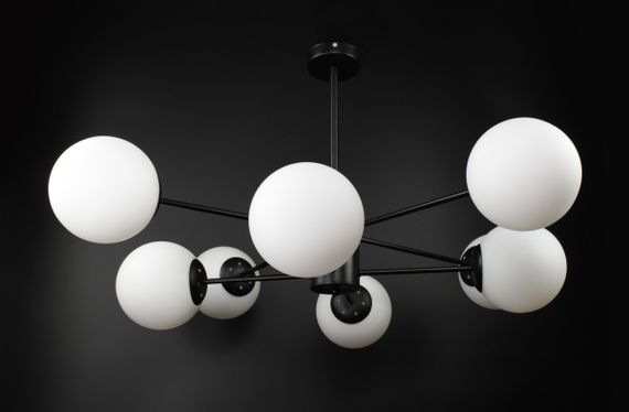 Люстра стельова на 8 лампочок 26032 Чорний 40-70х105х105 см. | Зображення 3