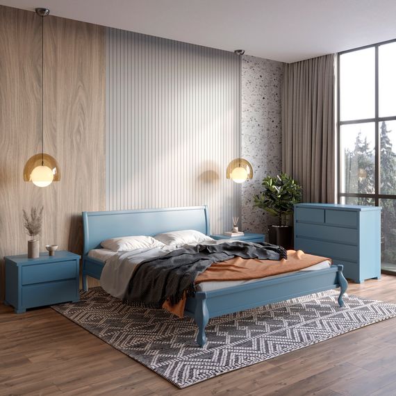 Полуторне дерев'яне ліжко Mebigrand Палермо Сіро-синій (S7010R90B) 120х190 см (MBG-12382)