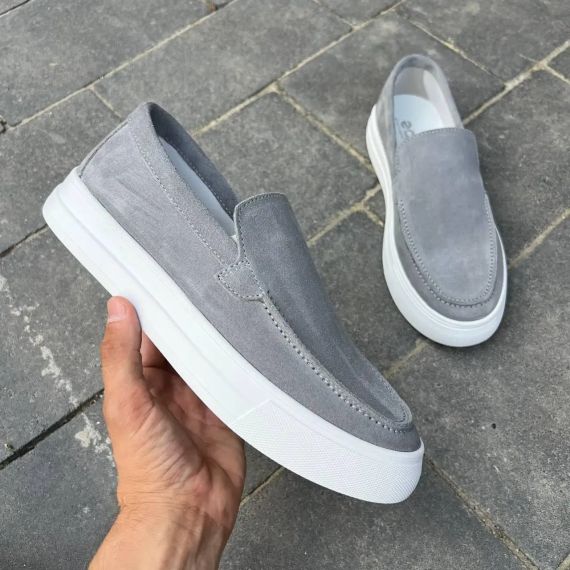 Чоловічі сірі лофери з натурального замшу 44 розмір | Зображення 5