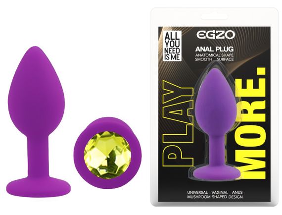 Силіконова анальна пробка EGZO - Silicone Purple Round Plug Lime, size S Sex Aura