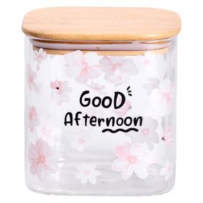 Банка для сипучих продуктів з бамбуковою кришкою 800 мл ємність для сипучих скло HP-34-25