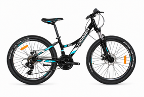 Велосипед Crosser NIO 24" 21 скорость Shimano, алюминиевый MTB, дисковые тормоза, подростковый Синий