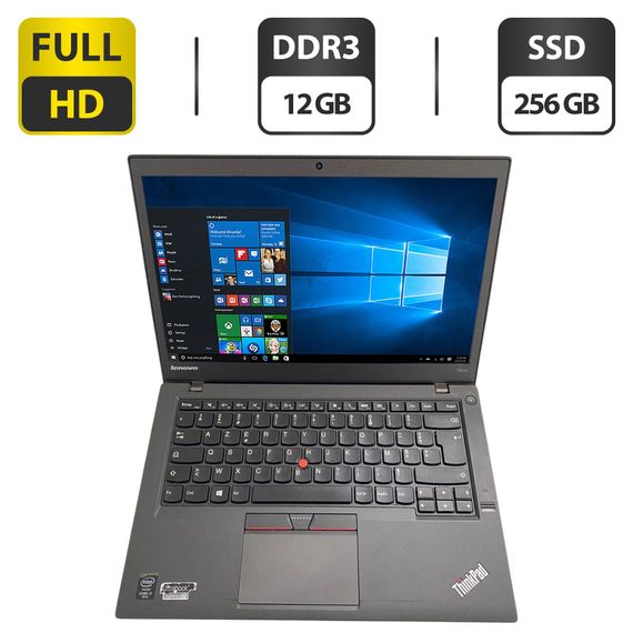 Ноутбук Б-класс Lenovo ThinkPad T450s / 14" (1920x1080) IPS / Intel Core i7-5600U (2 (4) ядра 2.6 - 3.2 GHz) / 12 GB DDR3 / 256 GB SSD / Intel HD Graphics 5500 / WebCam б/у