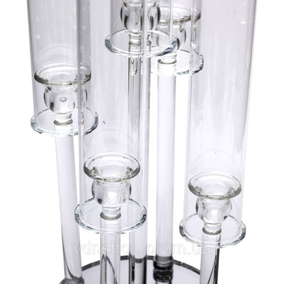 Подсвечник стеклянный на 5 свечей 20×72.5 см подсвечник декоративный прозрачный на ножке HP-4-64 | Зображення 3