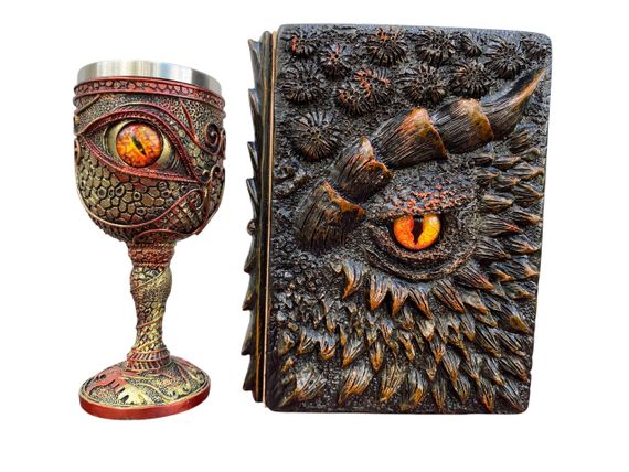 Подарунковий набір Келих 3D Око Orange і Блокнот 3D «Жар Серця Дракона»