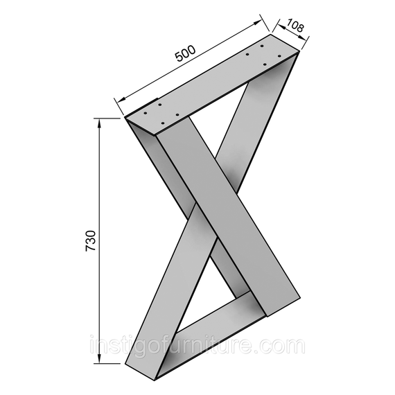 Комплект опор для столу з металу 500×108mm, H=730mm (Сталева пластина: 100x4,0mm) Сірий | Зображення 4