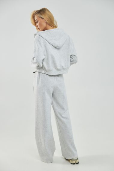 Однотонний спортивний костюм із худі з капюшоном і прямими штанами - світло-сірий цвет, ONE SIZE (є розміри) | Зображення 1