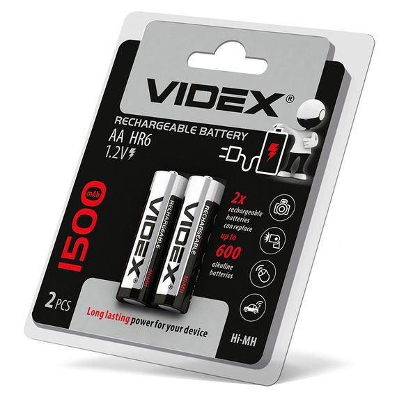 Аккумуляторы Videx HR6/AA 1500mAh 2 шт в блистере (23339)