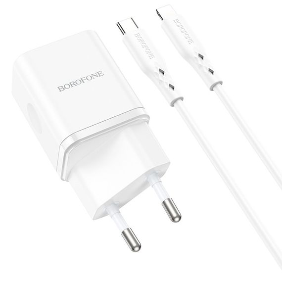 МЗП Borofone BN7 PD20W+QC3.0 (1USB-A/1C) + кабель Type-C to Lightning White | Зображення 3