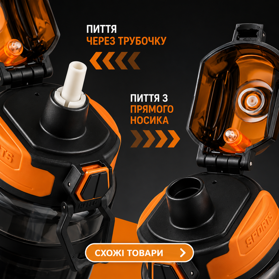 Спортивная бутылка KANGZYUAN 500 мл - Черная Tritan BPA-free, ударопрочная эко-бутылка с антискользящим грипом | Зображення 5