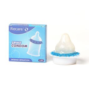 Насадка на член Recare Spike Condom Pink (презерватив з кульками та рядами шипів), Синій