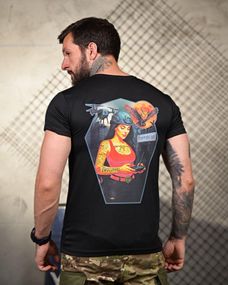 Тактическая потоотводящая футболка Покровськ black ПП4679