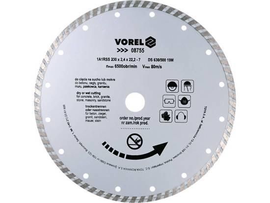 Диск відрізний алмазний TURBO Ø-230 мм Польща VOREL-08755