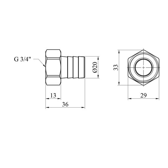 Штуцер LexLine 3/4" РВ, D=20 мм латунный УК0003-5 | Зображення 1
