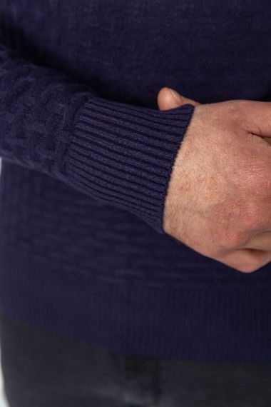 Светр чоловічий двокольоровий, колір бордово-синій, 161R1205 | Зображення 4
