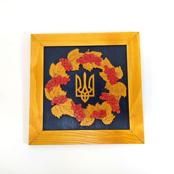 Деревянный постер (пано) на стену Герб Украины 2 Мастерская мистера Томаса 20.5х20.5 см