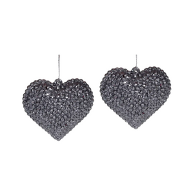 Набір ялинкових прикрас Серце 2шт 6см графіт глітер БОНА ДИ