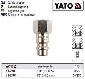 Быстросъемный наконечник YATO Польша штуцер шланга резьба Ø=1/4" YT-2403