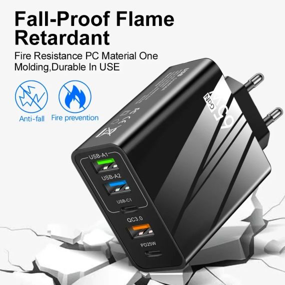 Зарядное устройство PD 65W, 3.0 USB, Type-C PD, блок зарядки для IPhone, IPad