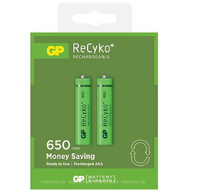 Акумулятор AAA/HR03 NiMh 650 мАh (бл-2шт) GP ReCyko New desing