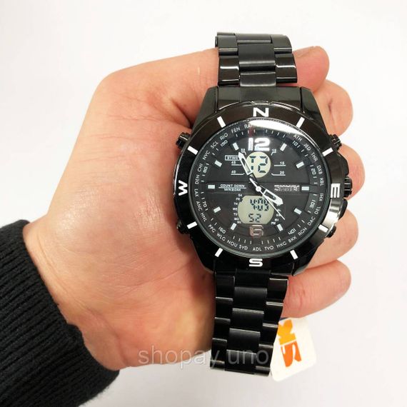Годинник наручний чоловічий SKMEI 1670BKWT BLACK-WHITE, Армійський годинник протиударний | Зображення 7