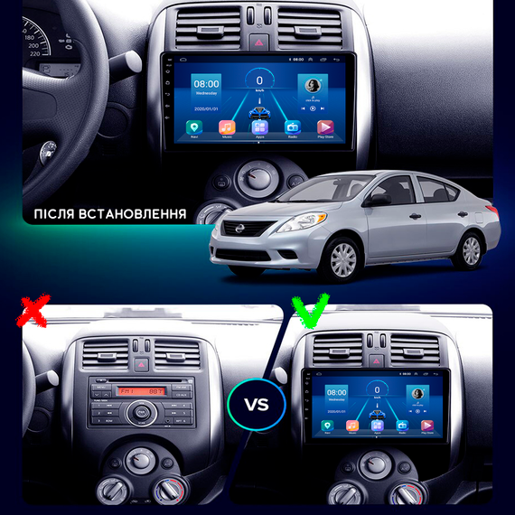 Штатная магнитола 9" Lesko для Nissan Versa II 2012-2014 Top 4/32 4G WiFI GPS Ниссан | Зображення 2