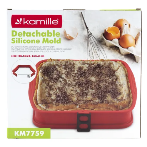 Форма для випікання 26,5*25,1*5,3см квадратна силікон/скляне дно 7759 KAMILLE | Зображення 3