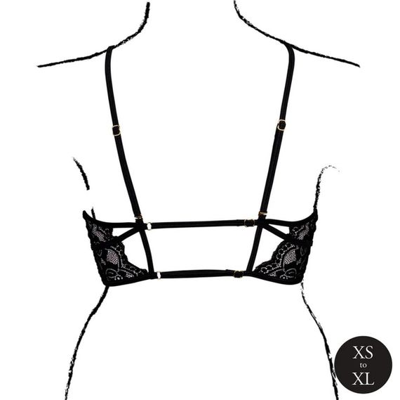 Эротический бра Open Cup Triangle Bra with Lace and Adjustable Sliders - One Size - Black sexstyle | Зображення 2