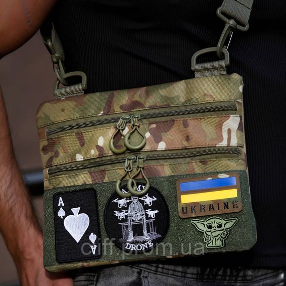 Сумка-кобура мультикам наплічна з липучкою для шевронів, тактична сумка чоловіча з кордури | Зображення 1
