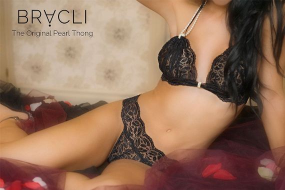 Изысканные стринги с жемчугом Bracli Tonga Paris, Черный, M, M | Зображення 4