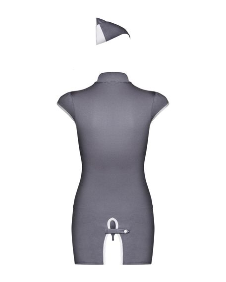 Еротичний костюм стюардеси Obsessive Stewardess 3 pcs costume grey, сірий, сукня, стрінги, піло, L/XL | Зображення 5