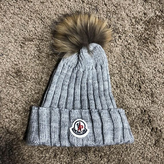 Зимний комплект Moncler Winter Hat Knitted Pompon and Scarf Gray | Зображення 9