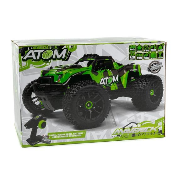 Машинка на радіокеруванні Maverick Atom AT1 1/18 RTR 4WD Electric Monster Truck (Green) | Зображення 4