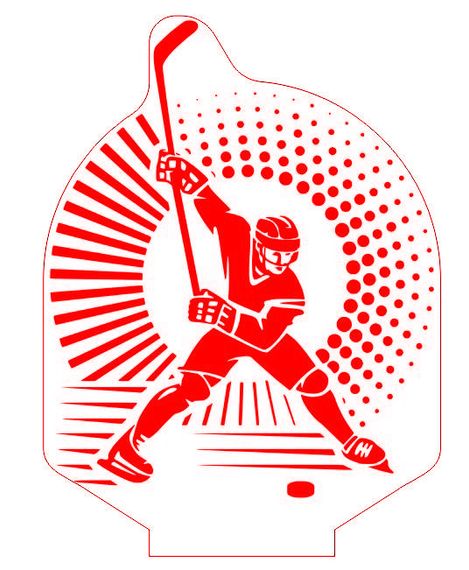 Акриловый светильник-ночник Хоккей красный tty-n001481