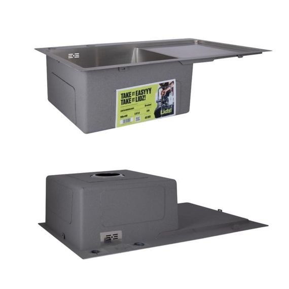 Комплект Lidz Handmade H7849R Мийка для кухні інтегрована крило праворуч Brushed у комплекті з дозатором + Lidz K01G Кошик для | Зображення 3