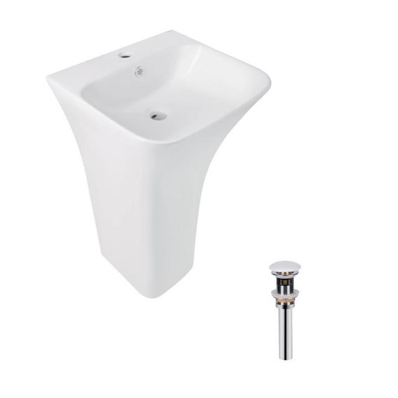 Комплект Qtap Crow: Раковина напольная моноблок 445x420x840 мм White + Донный клапан PU02O