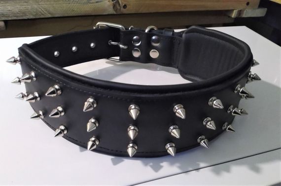 Кожаный ошейник  "Lockdog" с шипами черный | Зображення 1